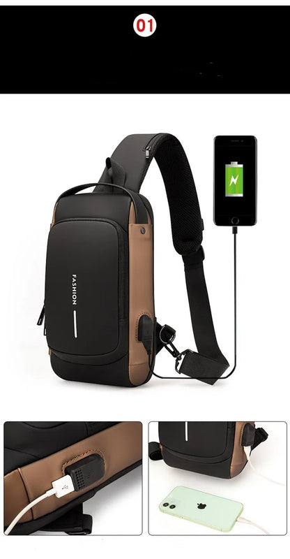 Waterproof Anti-Theft USB Charger Shoulder Bag